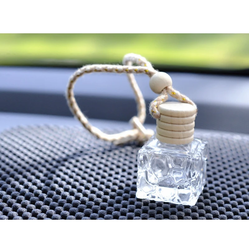7 мл Автомобильная подвесная стеклянная парфюмерная бутылка многоразового использования пустая Автоматическая испарительная подвесная бутылка аксессуары деревянная крышка повторное использование