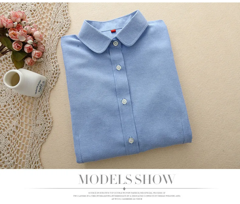 Women Blouses 2018 Long Sleeve Cotton Oxford Ladies Tops Office Long Sleeve Shirts Women Blusas Camisas Mujer 10