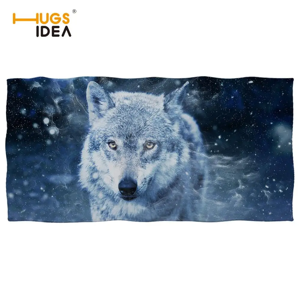 

HUGSIDEA Printing 3d Animal Wolf Beach Towels Soft Large Absorbent Shower Bath Towel for Men Women Funny Adult Travel Blanket