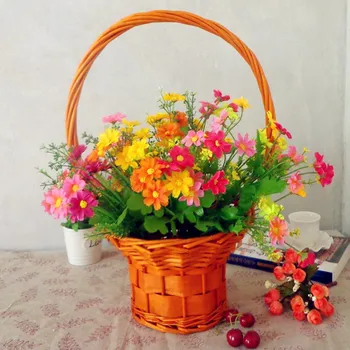 

2017 manual Wicker insert hand basket small dancing flower pot