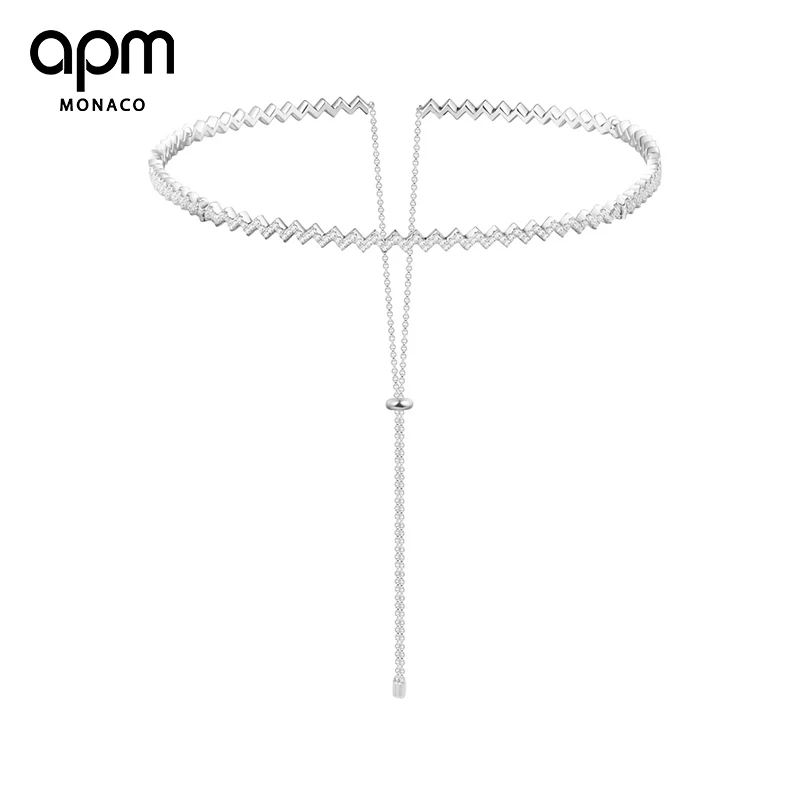 

APM Monaco Genuine AC3520OX Mysterieuse inlaid Silver shaped Necklace
