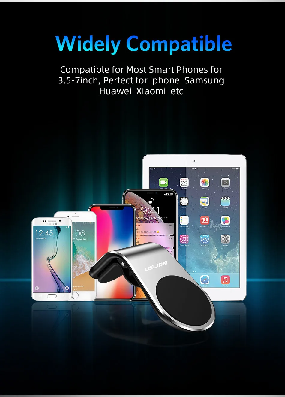 mobile phone stand USLION Easy Air Vent Mount holder Car Universal Mobile Phone Holder Support Magnetic Adsorption Car Phone Mount Stand for iPhone mobile stand for home