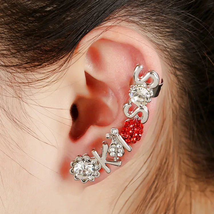 Korean Earrings U ear clip earrings lip KISS letter ear cuff boucle d
