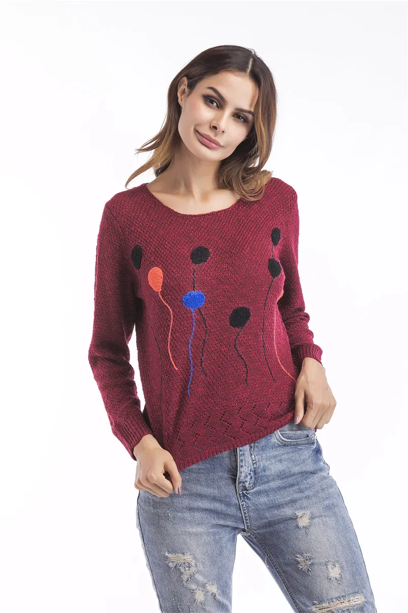 Women Sweater O-Collar Knitted Pullover Women Loose Spring Autumn Sweater One Size Leisure Knitted Sweaters 2018 LZ994 (4)