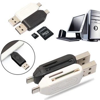 

2 pcs 2 in 1 Dual USB Plug OTG SD Card TF Card Reader with USB Interface Card Reader for OTG Function Smartphone Laptops PC