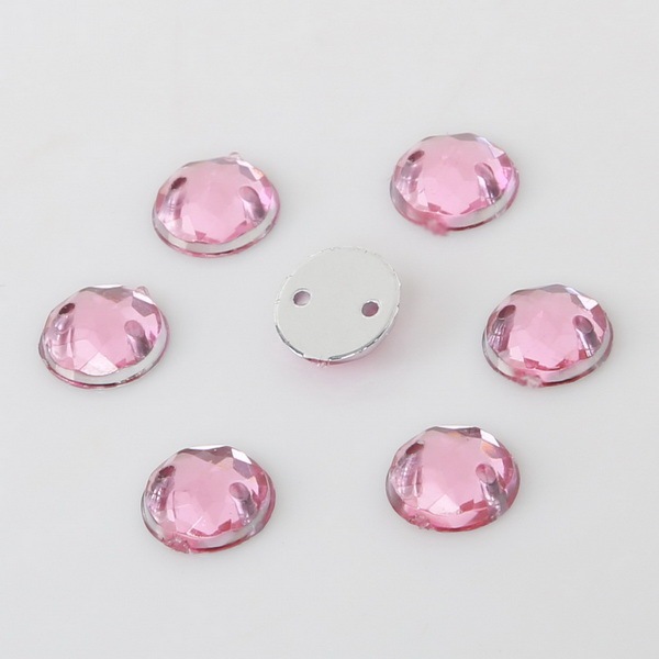 8mm Round Crystal Flatback Acrylic Beads Two Holes Loose Beads For DIY Jewelry Making Needlework Accessories