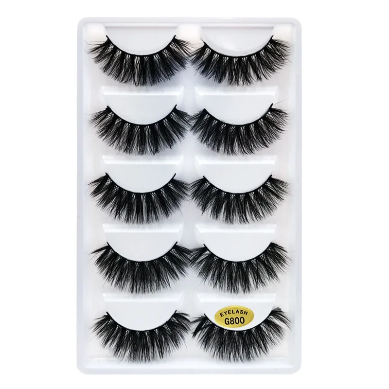 

Mink Fur False Eyelashes Long Thick Volume Natural Hand-Made Luxury Fashion Fake Lashes 5 Pairs