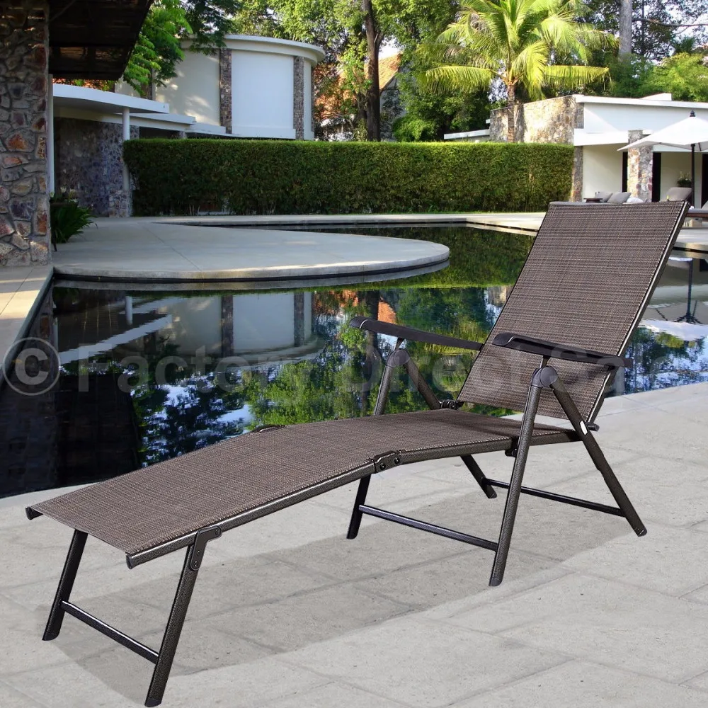Pool Chaise Lounge Chair Recliner Outdoor Patio Furniture Adjustable HW49889