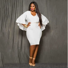 L-XXXL 2016 Summer New Casual Fashion Elegant Sexy Bodycon Slim Deep V Neck Poncho Cape Cloak Jersey Women Dress Plus Size
