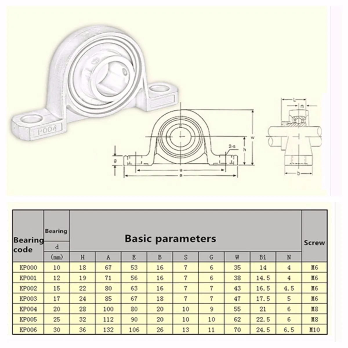 8mm to 35mm KP Series Bore Diameter Mounted Ball Bearings Zinc Alloy Pillow Block Linear Bearing KP08 KP000 KP001 KP002 KP003