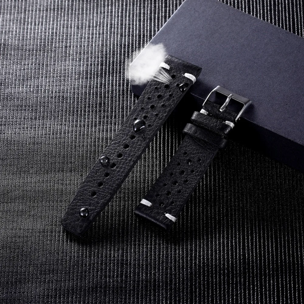 Onthelelvel Genuine High Cortical Porous Retro Strap 18mm/20mm/22mm Black Brown Red Optional Hot New Genuine Leather