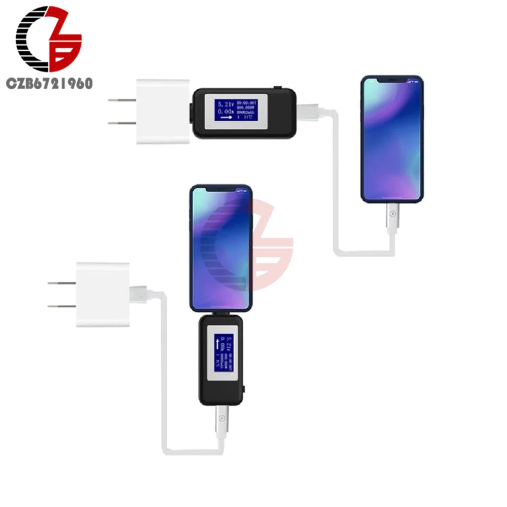 QC3.0 type-c USB Тестер светодиодный цифровой вольтметр Амперметр термометр измеритель напряжения тока зарядное устройство Доктор для iPhone huawei