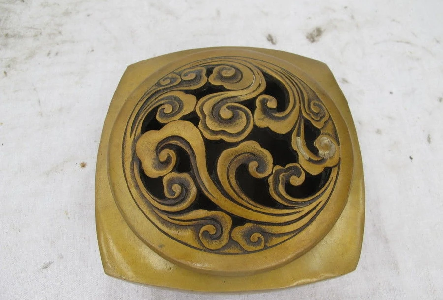 

China Bronze Copper Clouds veins Buddhism Hall Incense Burner Censer a 0518