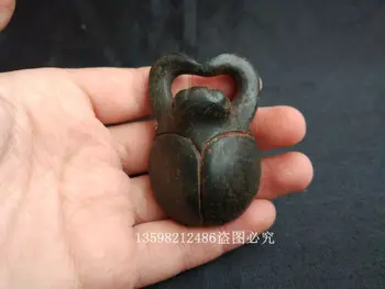 

Chinese Old Red mountain culture collection iron Meteorite carved Beatles PENDANT