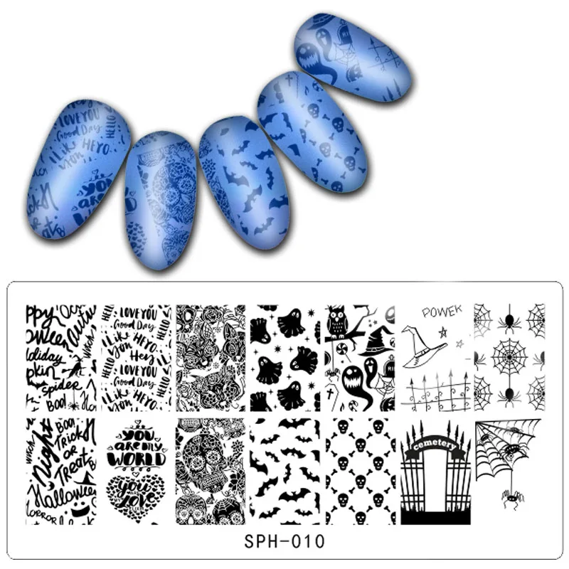 1 шт. 6*12 см стемпинг Рождество и Хэллоуин узор ногтевых пластин, тиснение изображения Konad Stamping Nail Art Маникюр Шаблон Ногтей штамп инструменты - Цвет: SPH10