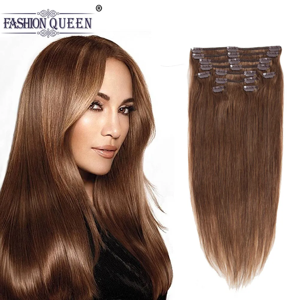 Brazilian Human Hair extensions Full Head Clip in Human Hair Extensions