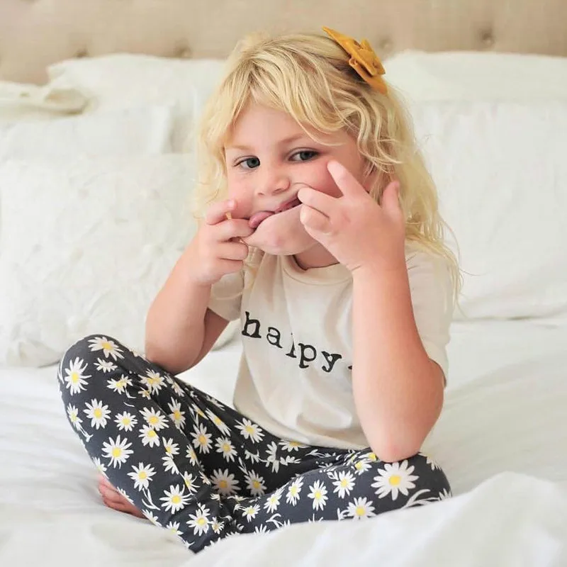 Chifuna/ г.; одежда для маленьких девочек; футболка с короткими рукавами и надписью «Happy»; модная детская футболка с короткими рукавами; Топ; футболка