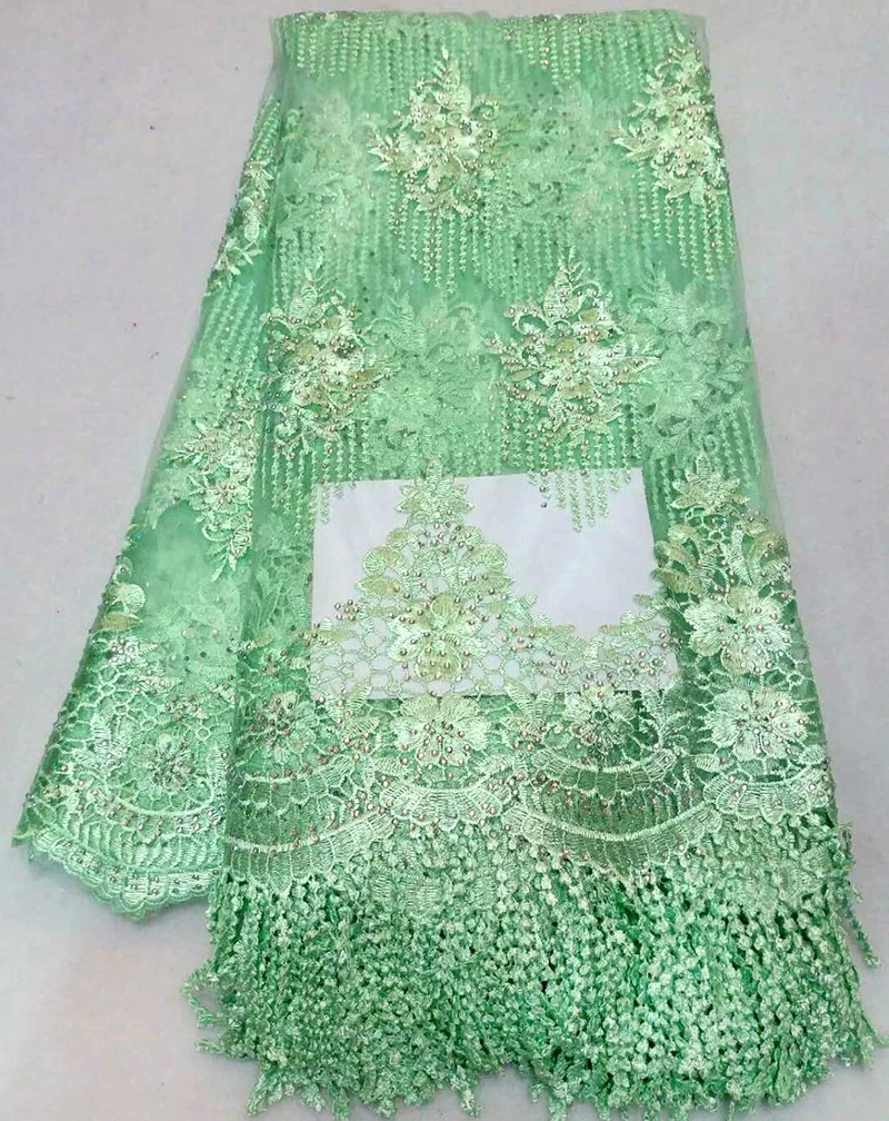 

Beautifical dubai french lace embroidered tulle fabric 5yards quality african Lemon green tulle lace fabric for dresses