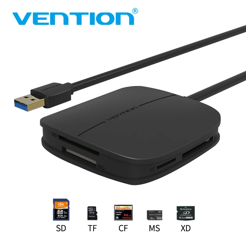 

Vention SD Card Reader All in one USB 3.0 50cm Micro SD TF Multi Memory Card Reader Support 256GB For Macbook Laptop Computer