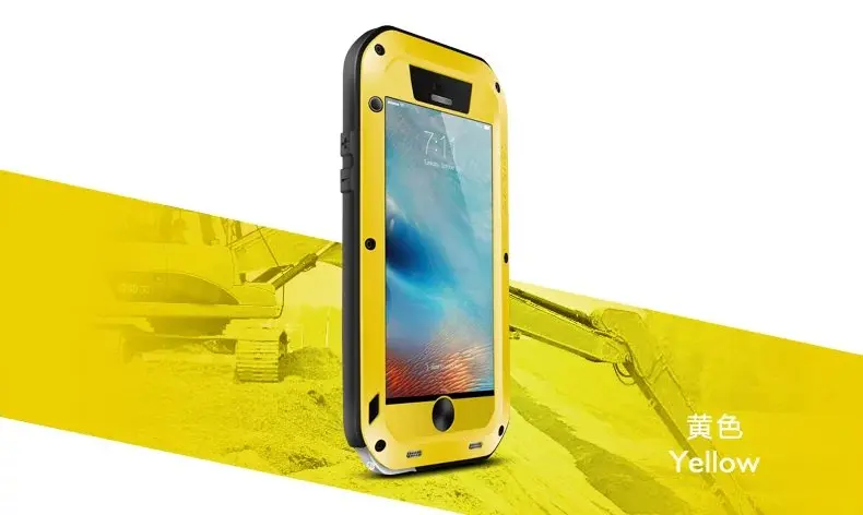 ЛЮБОВЬ МЭИ Мощный для iphone 6S противоударный чехол Панцири Водонепроницаемый Dropproof чехол для iPhone 6S плюс закаленное Стекло гвардии - Цвет: Yellow