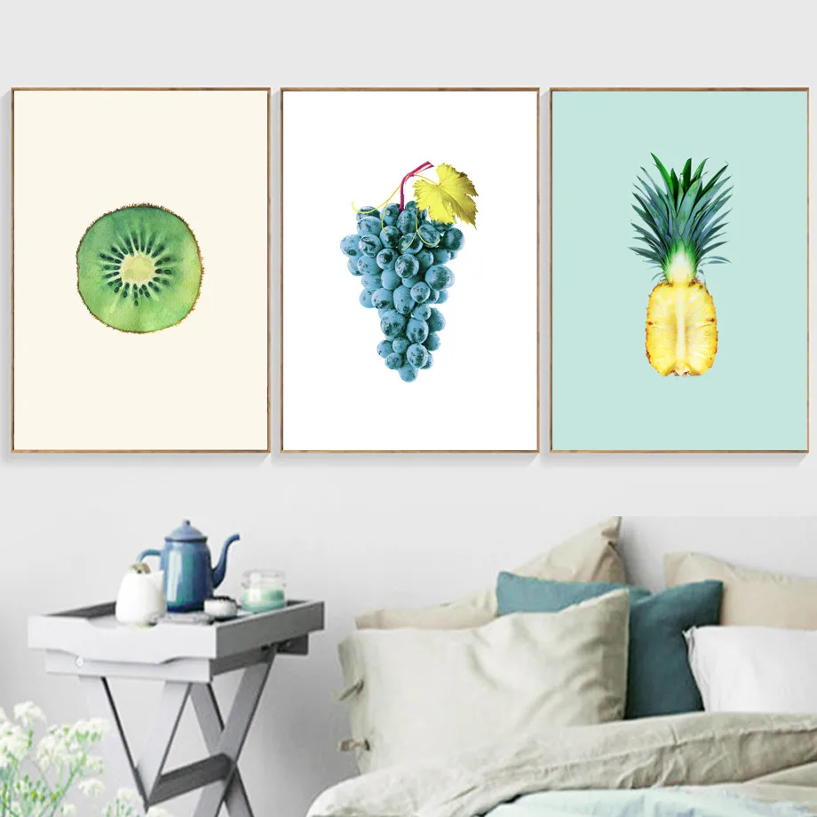 

Gohipang Kiwi Grapes Pineapple Wall Art Canvas Painting Posters And Prints Nordic Poster Wall Pictures For Living Room Kitchen