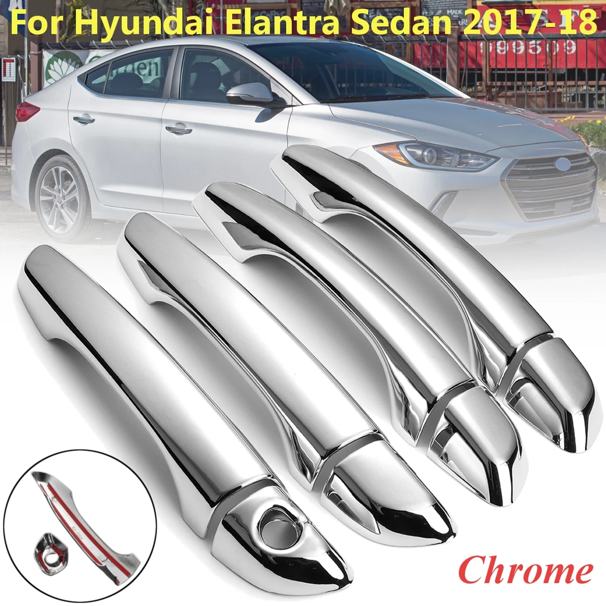 8 шт. набор ABS хром 4 дверные ручки Чехлы для Hyundai Elantra седан 2017 2018 Обложки отделка