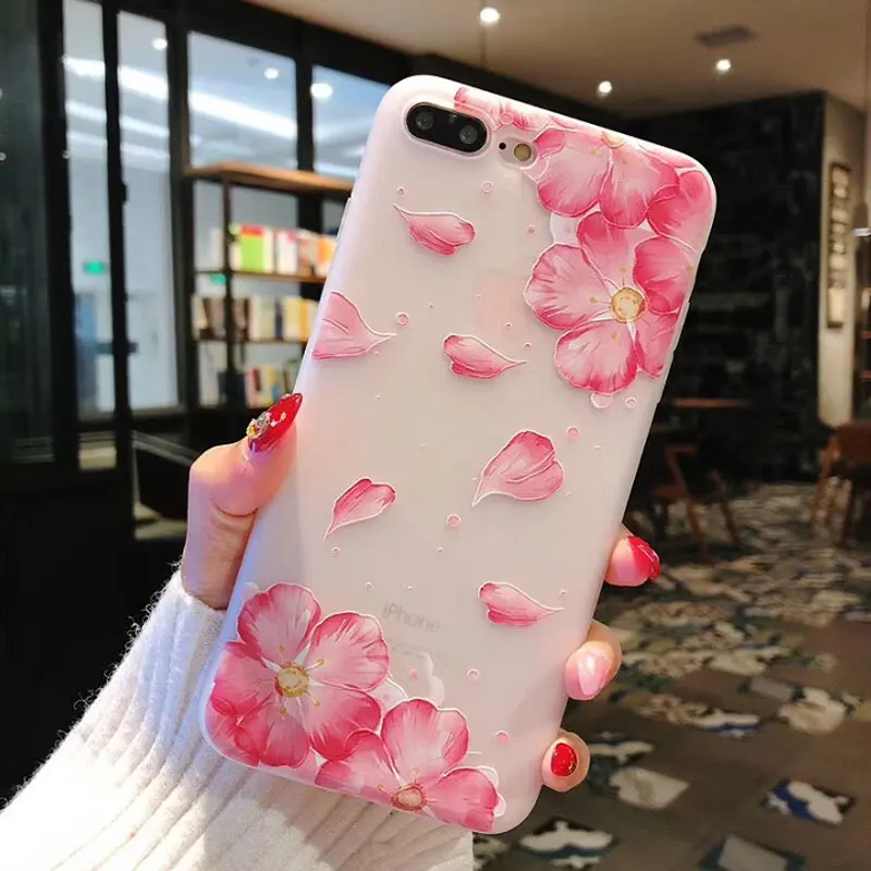 Lovebay чехол для телефона для iPhone 6, 6 S, 7, 8 Plus, X, XR, XS Max, 5, 5S, SE, Модный 3D Рельефный цветок, фламинго, лист, мягкий ТПУ для iPhone XS - Цвет: T13