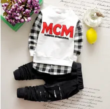 Actual photo 2016 kid boys clothing sets kids clothes littlecharacter baby boy children long sleeve cotton sets