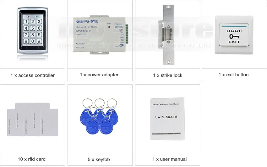 Diysecur 125 кГц RFID дверной Управление доступом безопасности Системы Kit+ Электрический замок Удар+ кнопка выхода для дома/ офис 7612