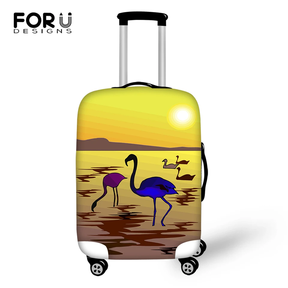 

FORUDESIGNS Cartoon Luggage Cover Arts Sunset Flamingo Print Pattern Travel Accessories Only Cover Fashion Design Suitcase Cover
