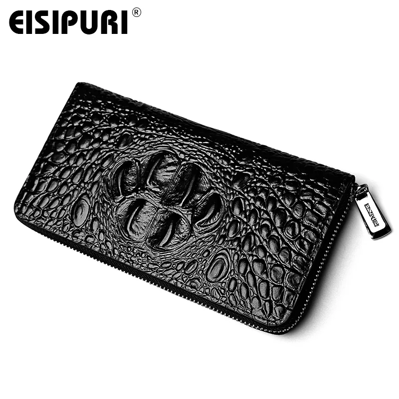 

EISIPURI Genuine Cowhide Leather Men Wallets Luxury Crocodile Pattern Man Purses Business Card Holders Male Clutch Bag Handbags