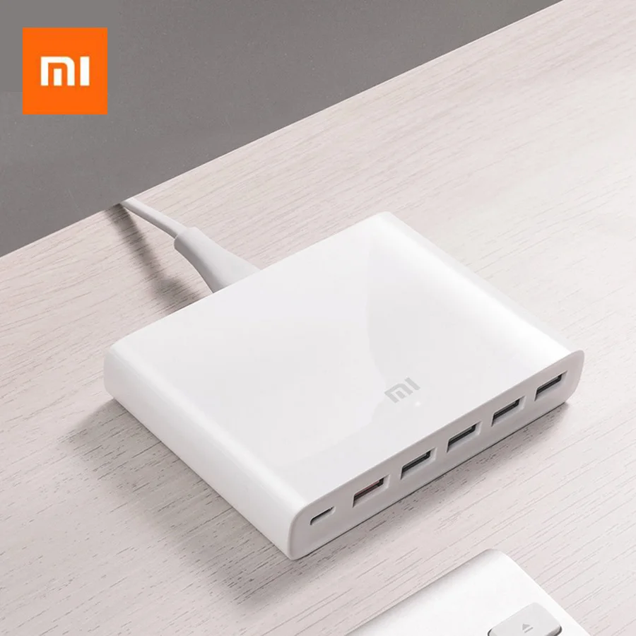 Xiaomi Mi USB-C 60 W зарядное устройство Smart 3,0 быстрое зарядное устройство type-C& USB-A 6 порты вывода Dual QC 18 W x 2+ 24 W(5 V = 2.4A макс