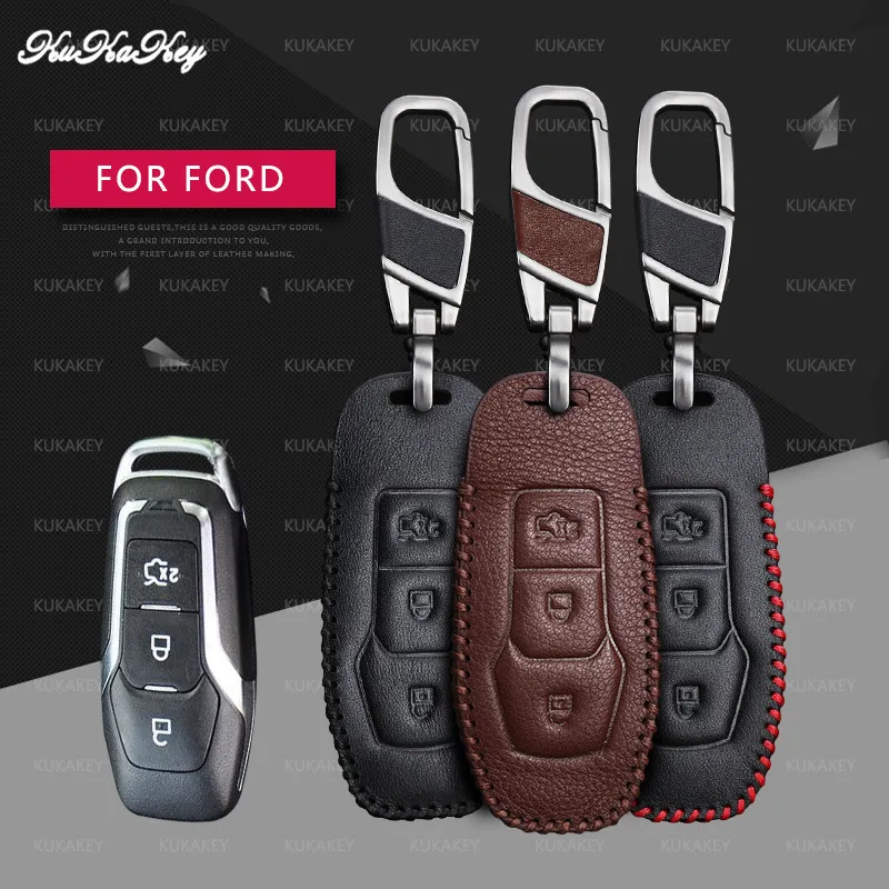 Кожаный чехол для автомобильного ключа держатель Ford Fusion Mondeo Mustang F-150 Explorer Edge 2015 2016