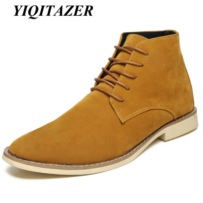 YIQITAZER 2017 New Autumn Men Corduroy Ankle Boots,Handmade Lace up Pointed toe Casual Work