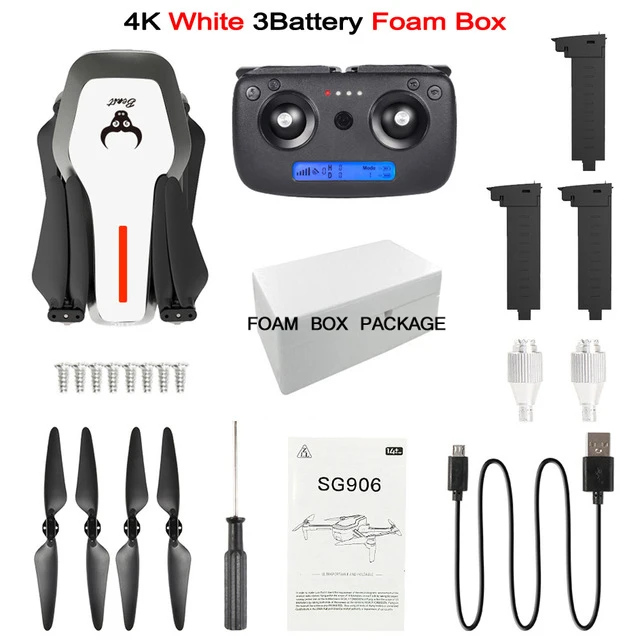 ZLRC Beast SG906 5G gps Дрон 4K камера Ultra HD 1080P wifi FPV селфи складной 1080P RC Квадрокоптер RTF VS XS812 XS809HW SG106 - Цвет: White 3 battery Foam