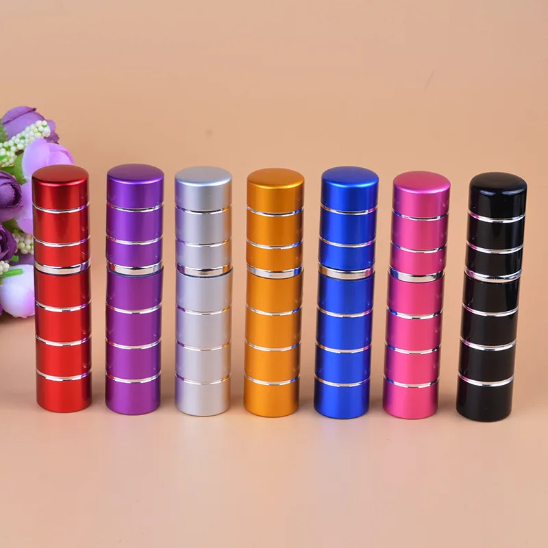 

100pcs/lot 5ml Hot Selling Pump Stitching Glass Perfume Bottle Atomizer Anodized Aluminum Empty Glass Travel Refillable Spray