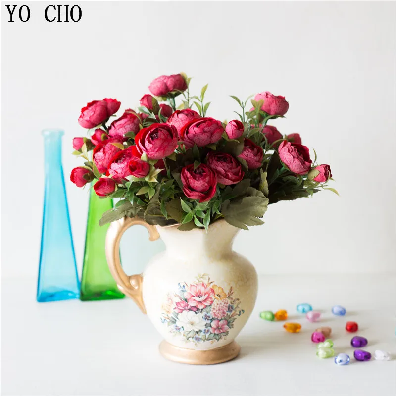 YO CHO искусственные розы 30 см ветка цветы букет невесты Декор для