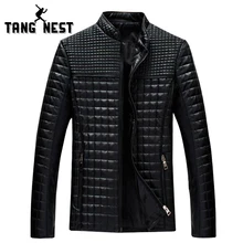 TANGNEST 2017 Новых людей Популярные Красивый PU Кожаная Куртка Осень Теплый Черный Коричневый Классические Мужские Куртки Плюс Размер М-5XL MWJ650