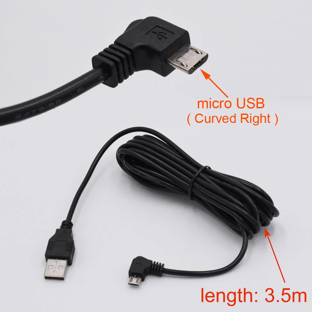 XCGaoon автомобильная зарядка изогнутый micro USB кабель для автомобиля dvr камера видео рекордер/gps/PAD/Mobile, длина кабеля 3,5 м(11.48ft - Название цвета: micro Right