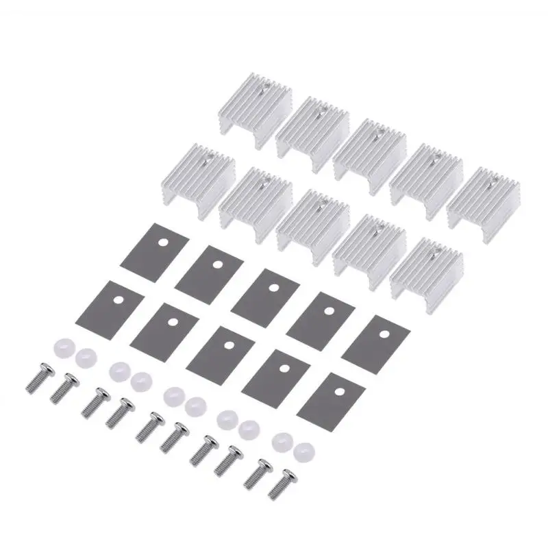 10pcs TO-220 Cooling Radiator Aluminum Sheet Heatsink Transistor Heat Sink Cooler Radiator Cooling For PC Computer Components