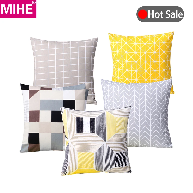 

MIHE Geometric Pillowcase Striped Grid Triangular Cushion Cover Car Seat Pillows case Home Decorative Cushions For Sofa ZT34