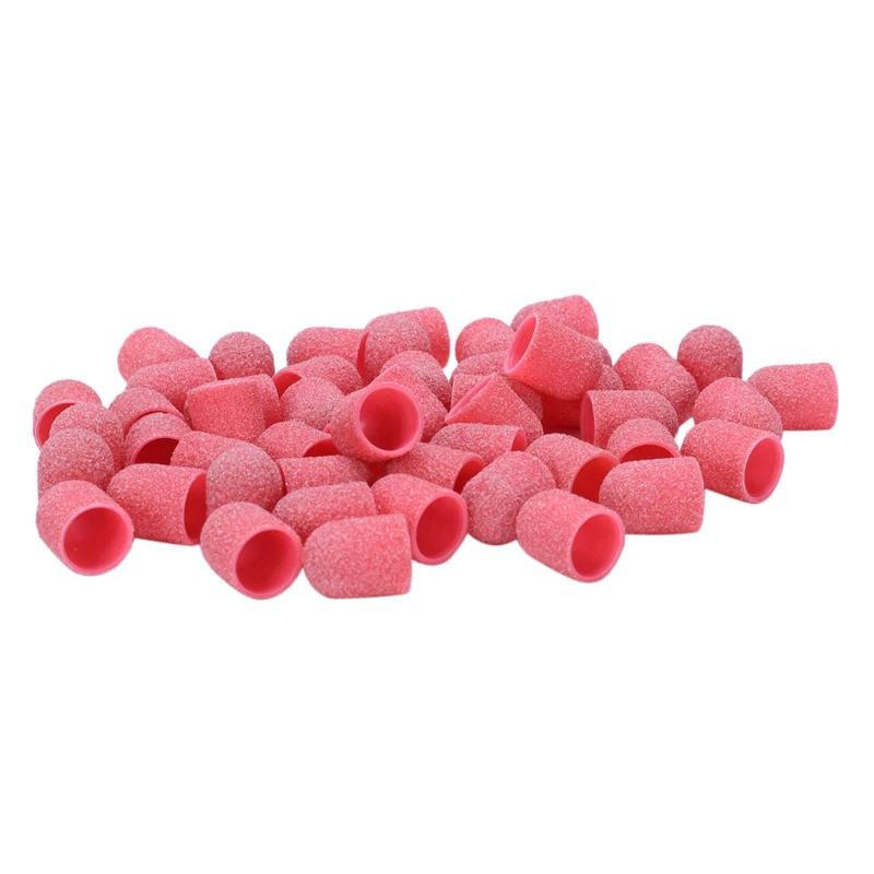 

50Pcs Pink Nail Sanding Bands Nail Drill Bit Grip Machine For Manicure And Pedicure Nail Art Accessories Rubber Mandrel