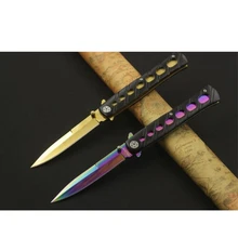 2017 new fidget spinner rainbow color Fruit knife camping outdoor small folding knife outdoor self-defense fighting fishing