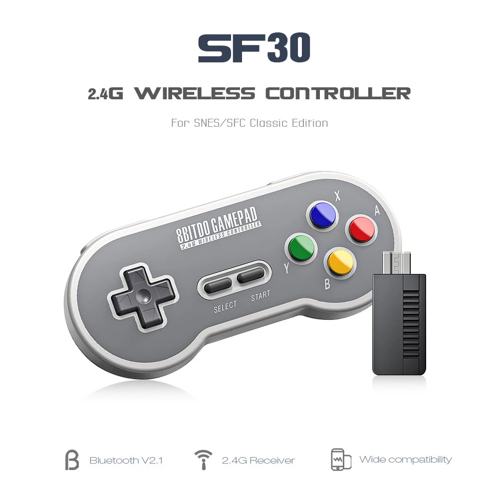 8bitdo SF30 SN30 2,4G Беспроводной геймпад Ретро пульт управления для коммутатора Android ПК Mac с 2,4G приемник USB Беспроводной геймпада