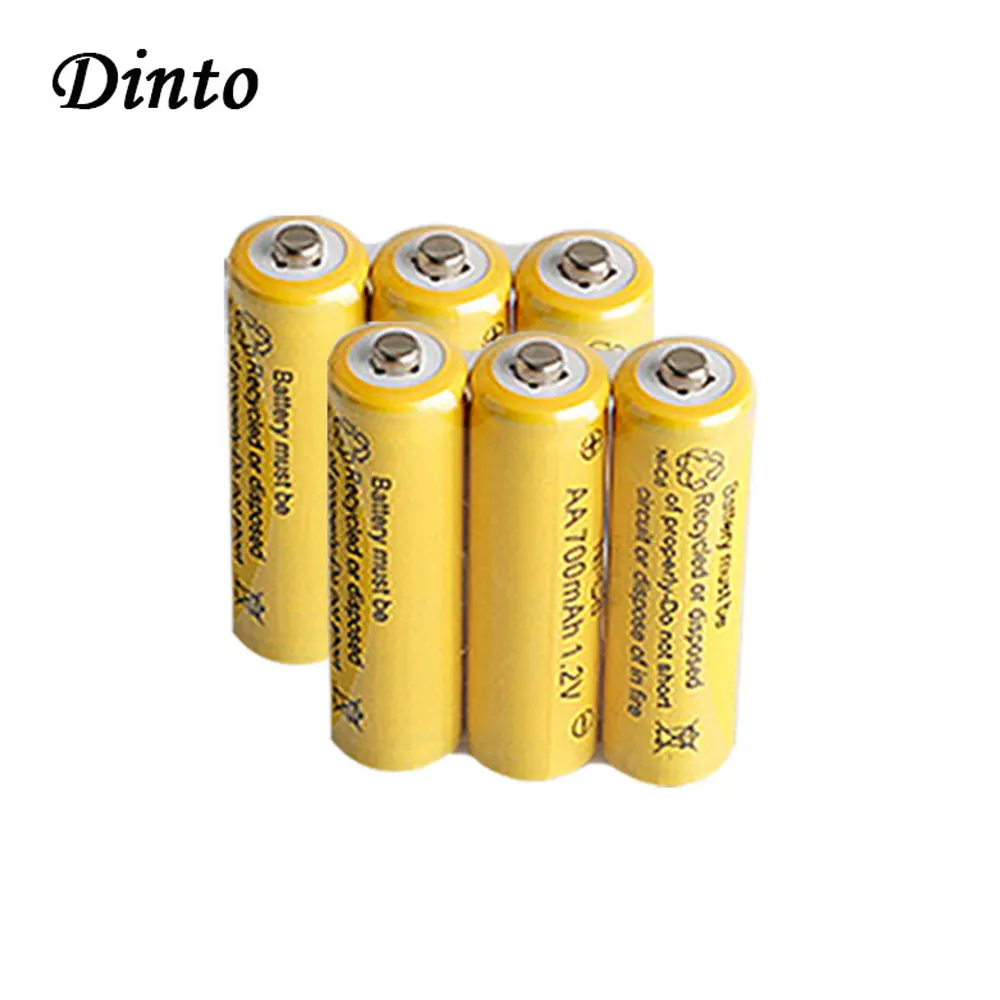 Dinto настоящие 1,2 V 700mAh Ni Cd AA батареи Ni-Cd перезаряжаемые NiCd батареи для игрушек камера Пульт дистанционного управления фонарик микрофон