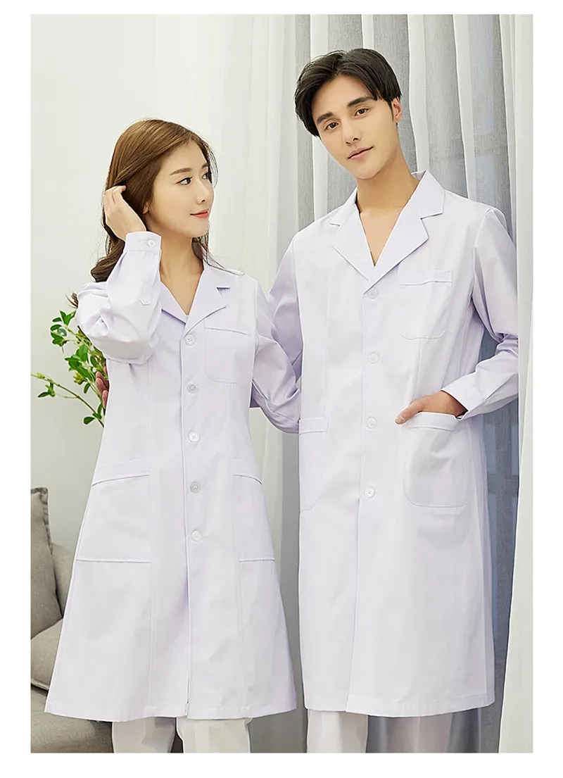 Мужского и женского пола врачей одежда белые пальто и одежда для врачей с длинными рукавами и тонкий цифры и сестер одежда халаты