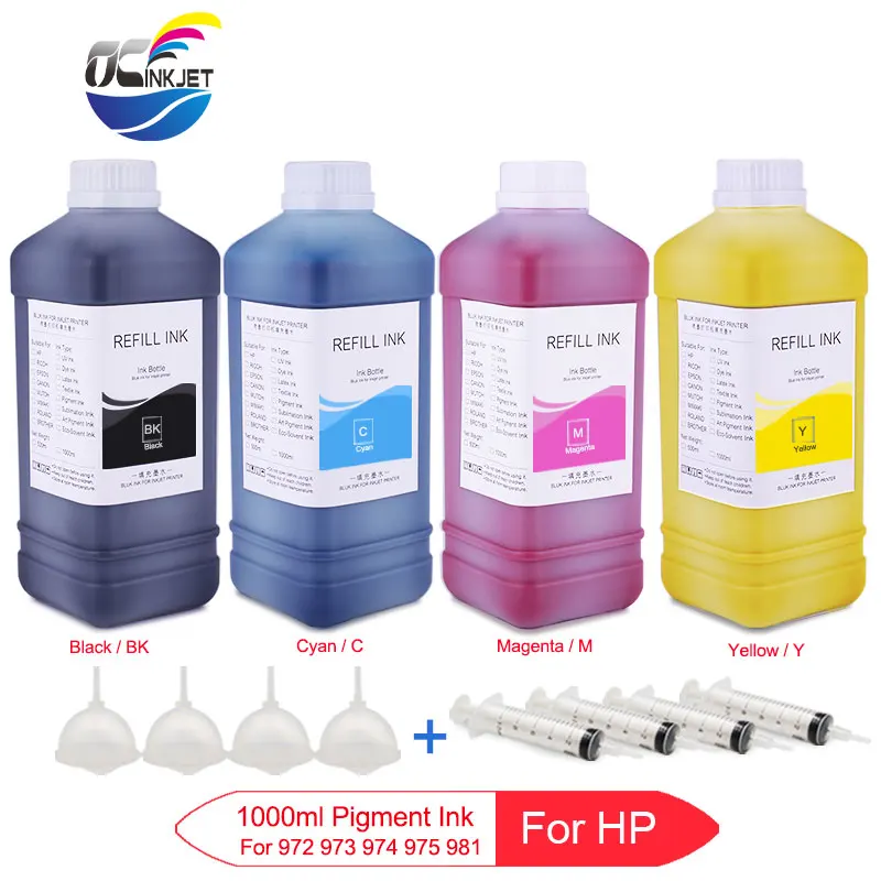 

4 X 1000ml For HP 972 973 974 975 976 Pigment Ink For HP 352dw 377dw 452dn 452dw 477dn 477dw 552dw 577z 577dw P55250dw P57750dw