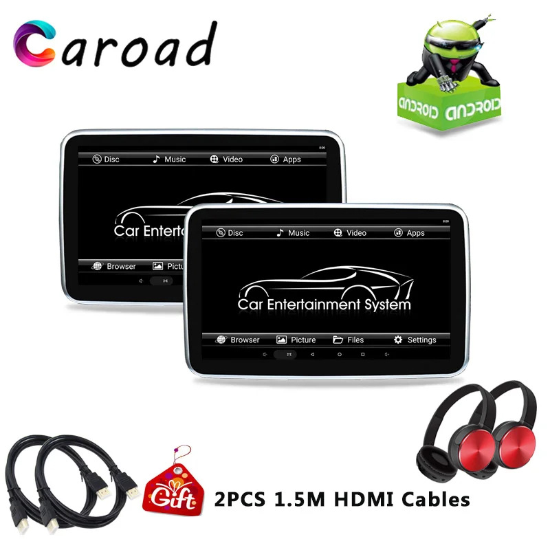 Caroad 10.1 inch Android 6.0 Car Headrest Monitor HD 1080P Video DVD Player IPS Touch Screen WIFI/HDMI/USB/SD/Bluetooth/FM |