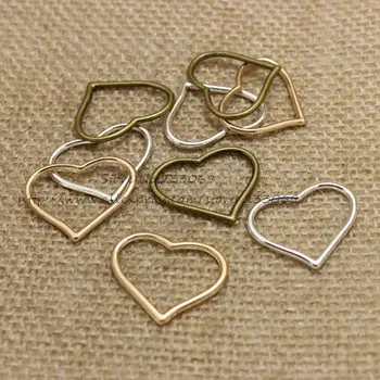 

Three color Heart Charm Jewelry Findings 22*28mm Vintage Style Jewelry Making 50pcs/lot T0333