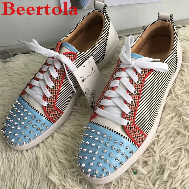 Beertola новые мужские туфли смешанных цветов с круглым носком низкий Топ Роскошный